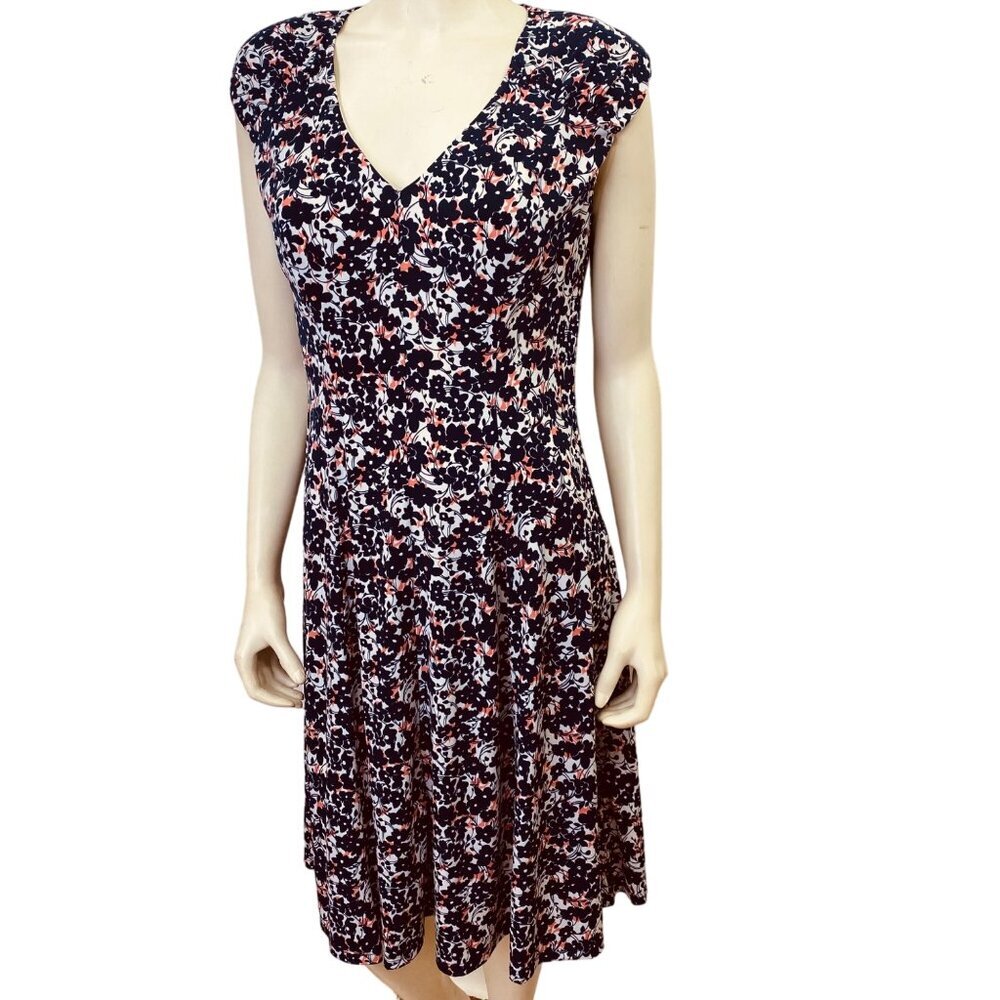 LONDON STYLE COLLECTION FLORAL PRINT FIT & FLARE SLEEVELESS DRESS SIZE 12